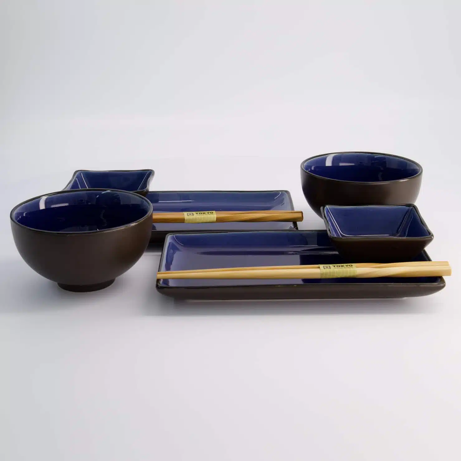 Sushi Servies Set Glas Donkerblauw - Tokyo Design Studio - 8-delig - 2 personen - Afbeelding 4