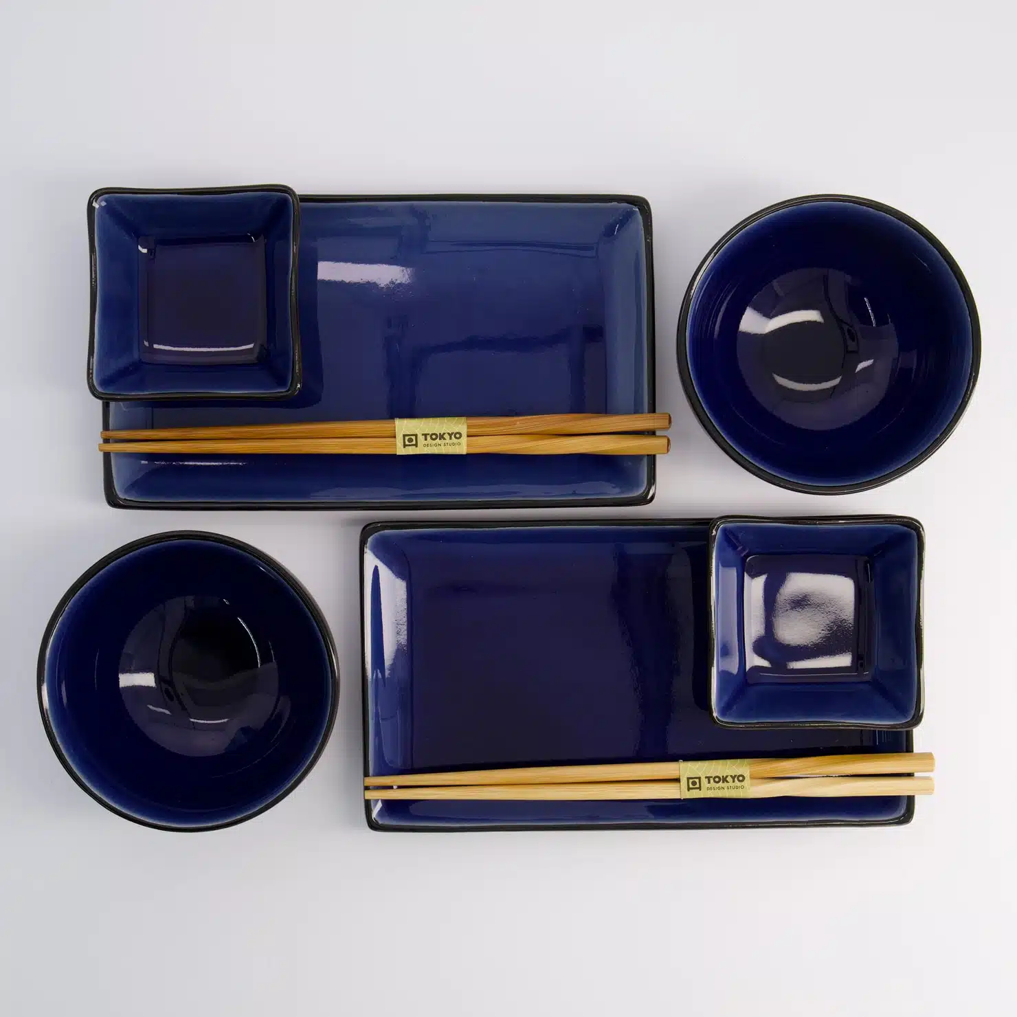 Sushi Servies Set Glas Donkerblauw - Tokyo Design Studio - 8-delig - 2 personen - Afbeelding 6