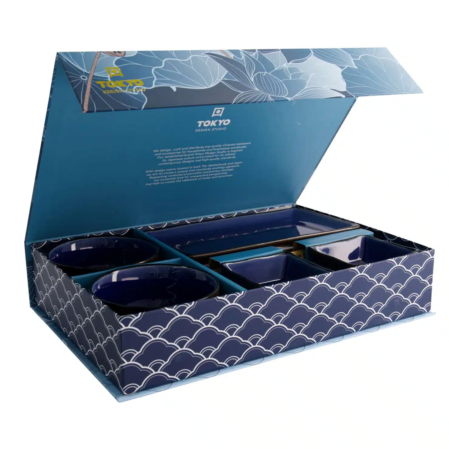 Sushi Servies Set Glas Donkerblauw - Tokyo Design Studio - 8-delig - 2 personen