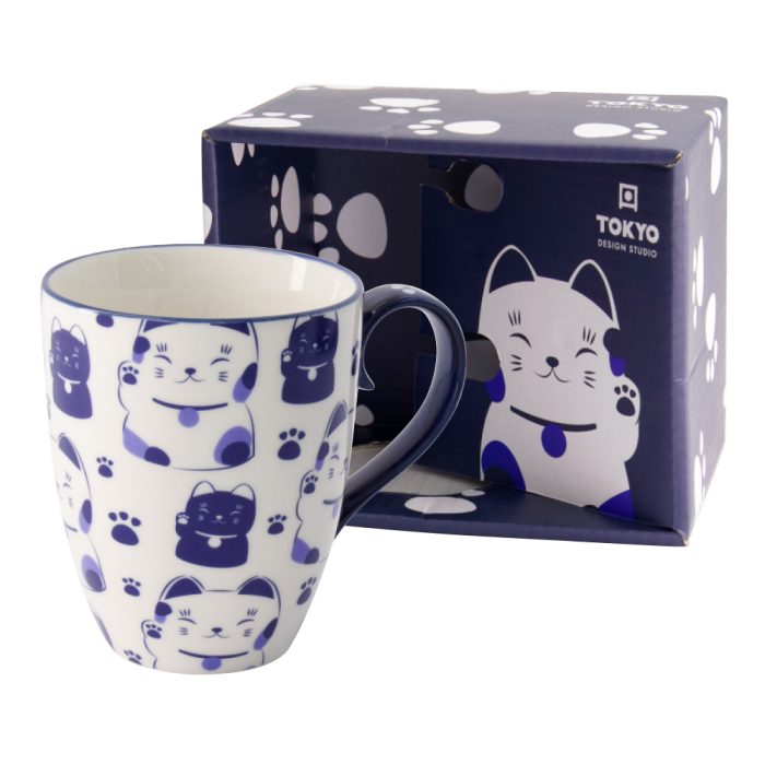 Tokyo Design Studio - Kawaii- Maneko Mok Met Giftbox - Blauw- 8.5x10.2cm 380ml