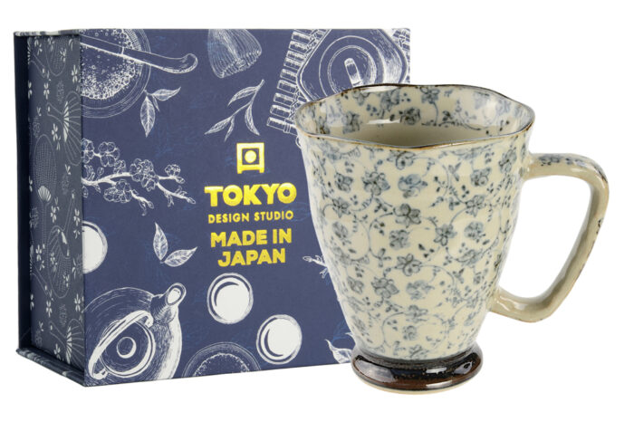 Tokyo Design Studio Mok Cadeau Set 9x11cm 400ml Blauwe bloem