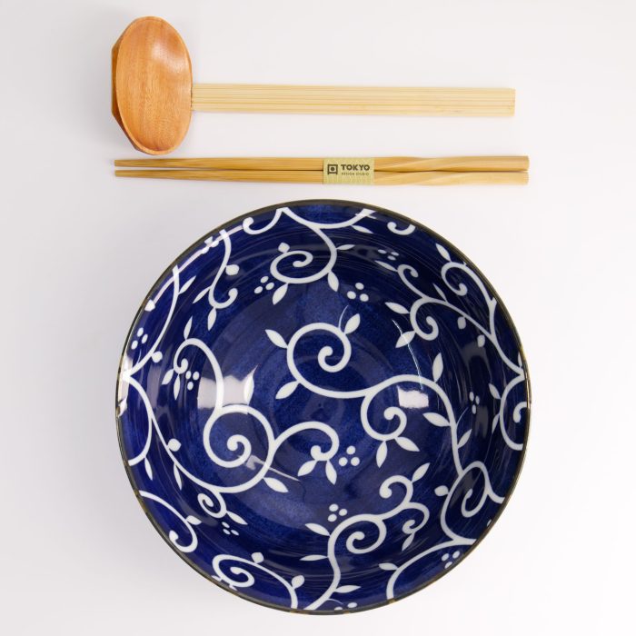 Tokyo Design Studio - Tokyo Blauw - Karakusa - Ramen Kom - Geschenkset - 3 delig - 1300 ml - Afbeelding 4