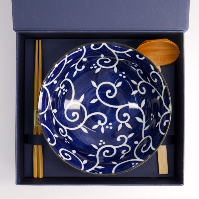 Tokyo Design Studio - Tokyo Blauw - Karakusa - Ramen Kom - Geschenkset - 3 delig - 1300 ml - Afbeelding 3