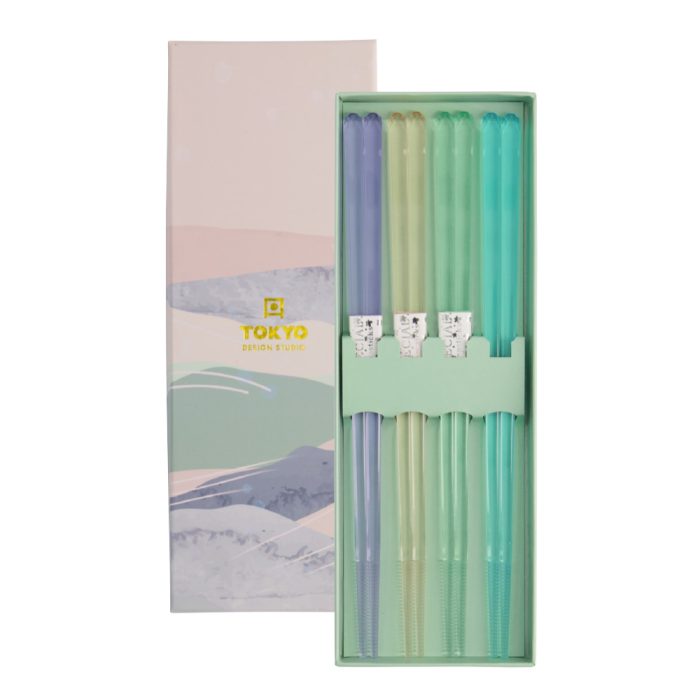 Tokyo Design Studio - Eetstokjes - Cadeau Set - 4 Paar - Acryl Blauw