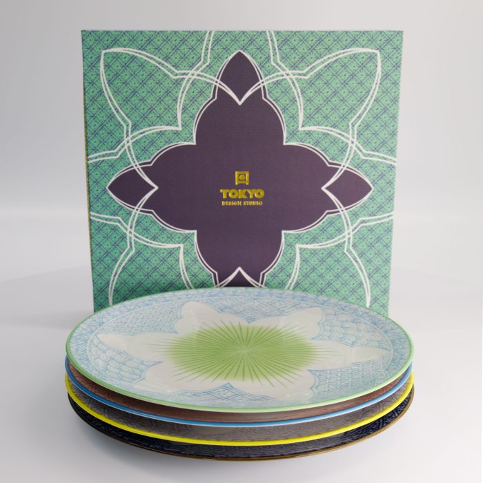 Tokyo Design Studio - Lily Flower - Dinerborden Set - Met Geschenkdoos - 26x3cm