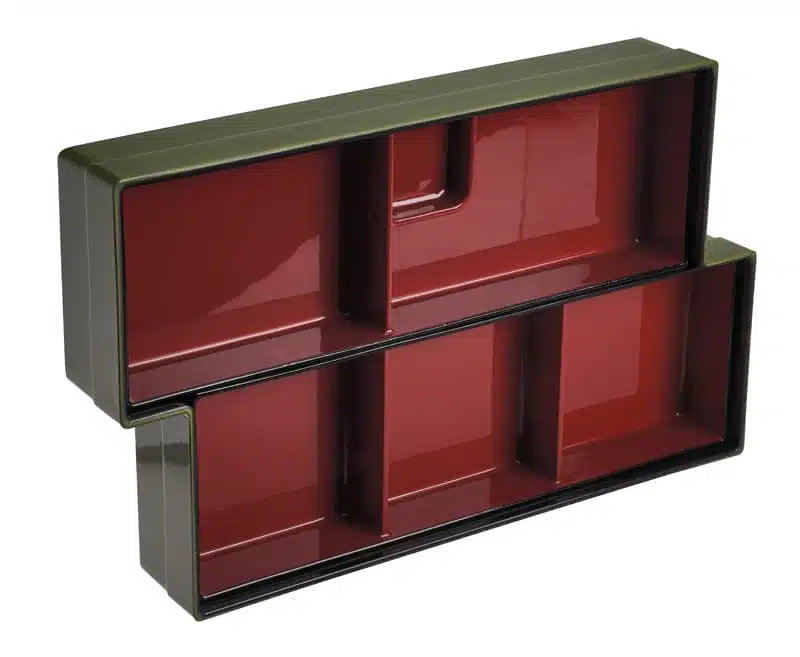 Lacqueware Bento Box - Groen Zwart/Rood - 37.2x22.5x6.5cm - Afbeelding 2