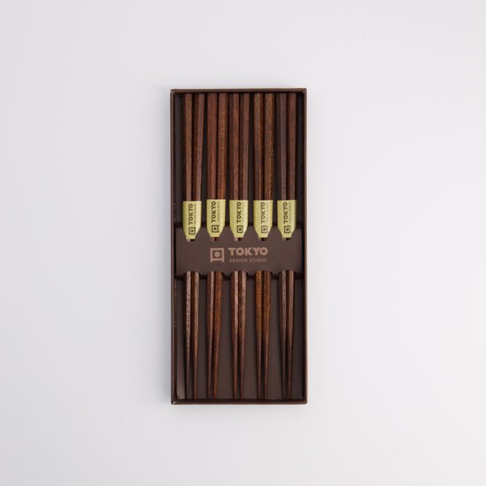 Tokyo Design Studio - Eetstokjes - Cadeauset/5 - Hexagoon - Bruin - Afbeelding 4