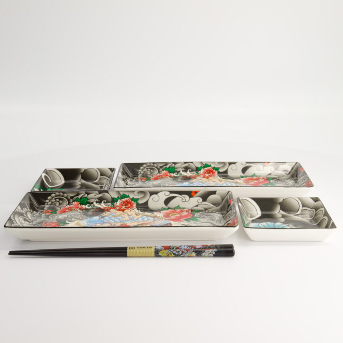 Tokyo Design Studio - Kawaii - Yakuza - Karp - Sushi Bord - Cadeauset - 4st - met Stokjes - Afbeelding 5