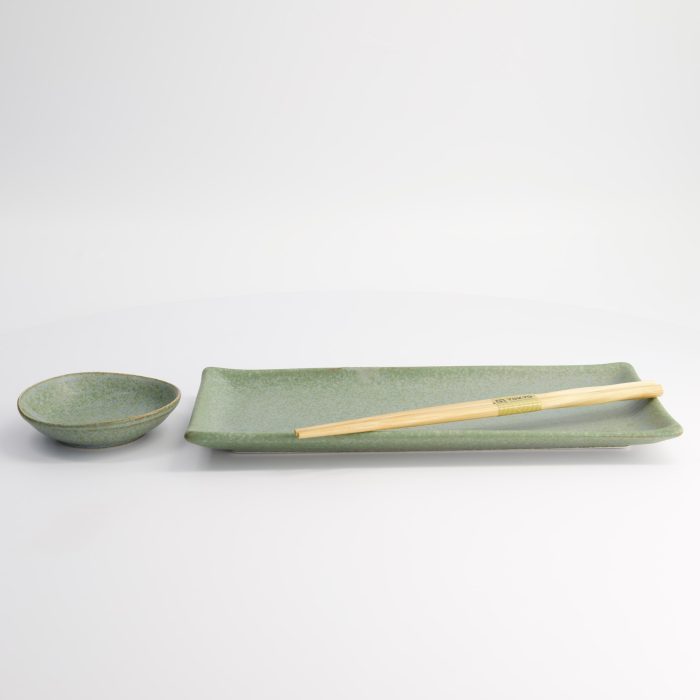 Tokyo Design Studio - Vert Sauge Sushi - Giftset - 3-delig - 29x14,3cm - 10x2,5cm - Inclusief Chopsticks - Afbeelding 2