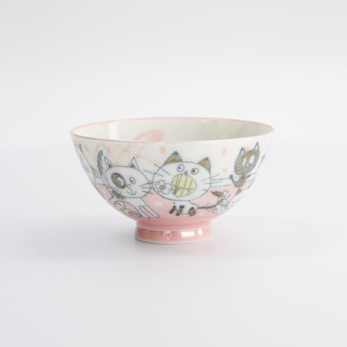 Tokyo Design Studio - Kawaii - Rijstkom - 11.4x6.2cm - 300ml - Roze - Grappige Kat - Afbeelding 3