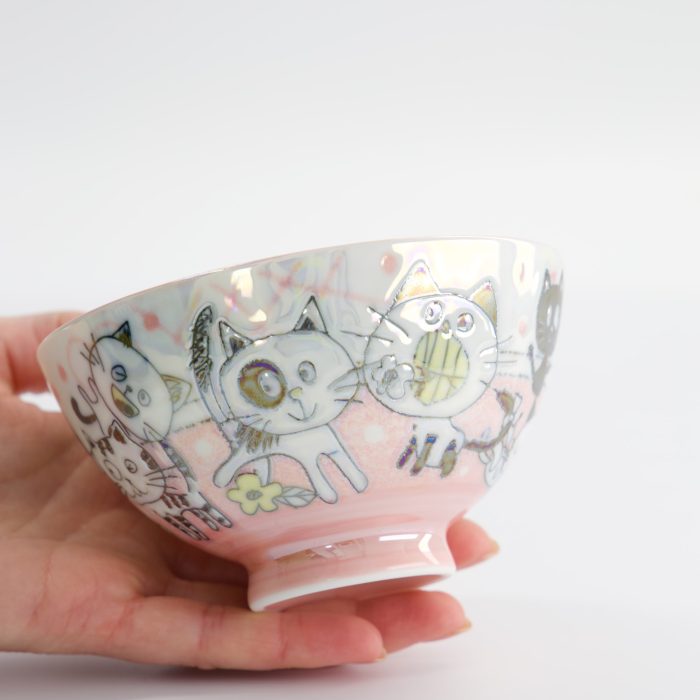Tokyo Design Studio - Kawaii - Rijstkom - 11.4x6.2cm - 300ml - Roze - Grappige Kat - Afbeelding 4