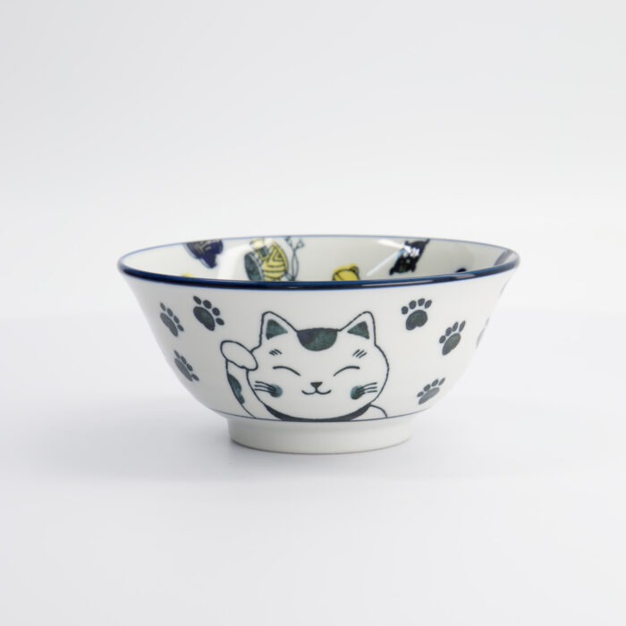 Kawaii Keramische Kom - Tokyo Design Studio - Blauwe Neko Kat - 500ml - 15x7cm - Afbeelding 2