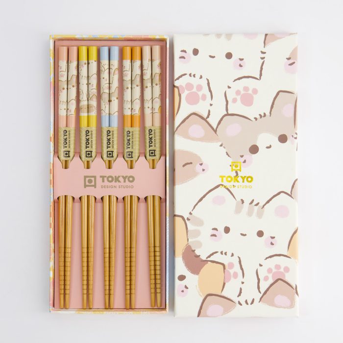 Tokyo Design Studio - Kawaii - Eetstokjes Set - Katten - 5 paar - Afbeelding 2