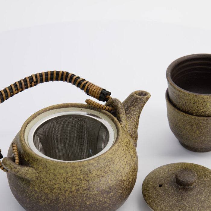 Keramische Theeset Kinsai Bruin - Inclusief Theepot 0.8L en 2 Kopjes 180ml - Afbeelding 4