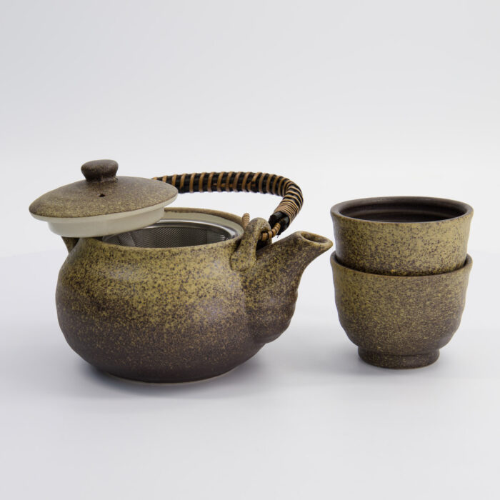 Keramische Theeset Kinsai Bruin - Inclusief Theepot 0.8L en 2 Kopjes 180ml - Afbeelding 3