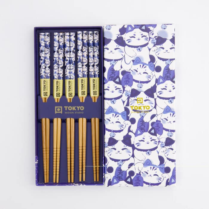 Tokyo Design Studio – Eetstokjes Cadeauset – Lucky Cat – 5 Paar - Afbeelding 2
