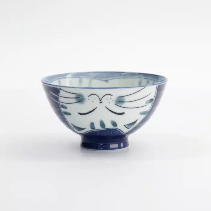 Tokyo Design Studio – Kawaii – Rijstkom – Kat – 11,5x6cm – 300ml – Blauw - Afbeelding 2