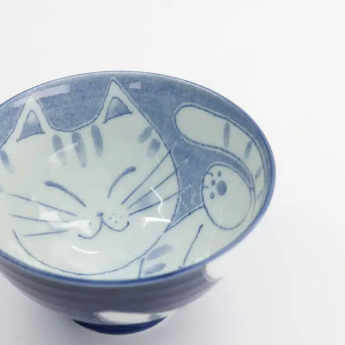 Tokyo Design Studio – Kawaii – Rijstkom – Kat – 11,5x6cm – 300ml – Blauw - Afbeelding 3