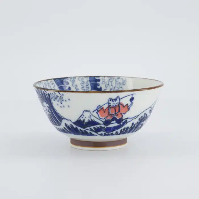 Tokyo Design Studio - Kawaii - Tayo Kom - 13x6,5 cm - Wave Cat - Blauw/Rood - Afbeelding 4