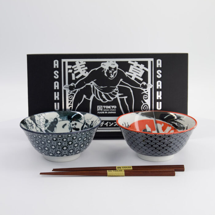 Tokyo Design Studio - Asakusa - Noodlekommen Set A (Samurai/Ninja) - 2 Persoons - 14.8x7cm - 550ml