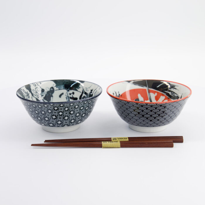 Tokyo Design Studio - Asakusa - Noodlekommen Set A (Samurai/Ninja) - 2 Persoons - 14.8x7cm - 550ml - Afbeelding 2