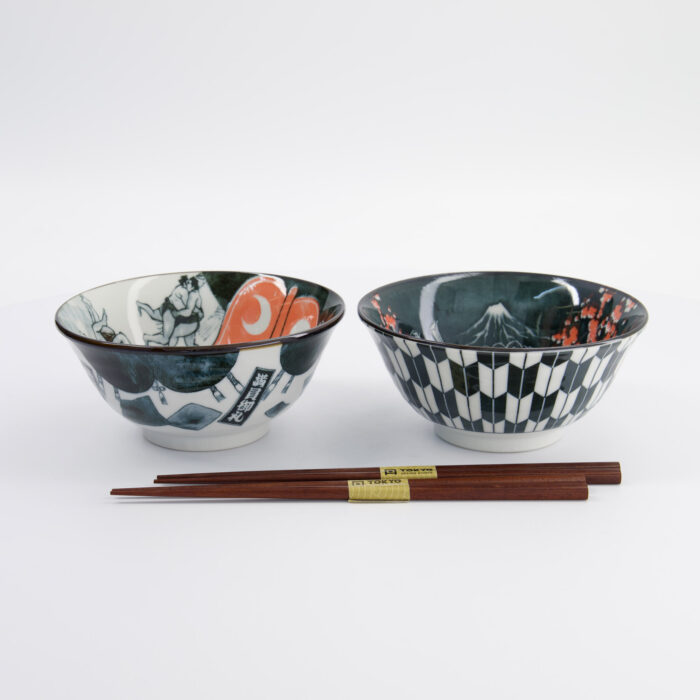 Tokyo Design Studio - Asakusa - Noodlekommen Set A (Kabuki/Sumo) - 2 Persoons - 14.8x7cm - 550ml - Afbeelding 4