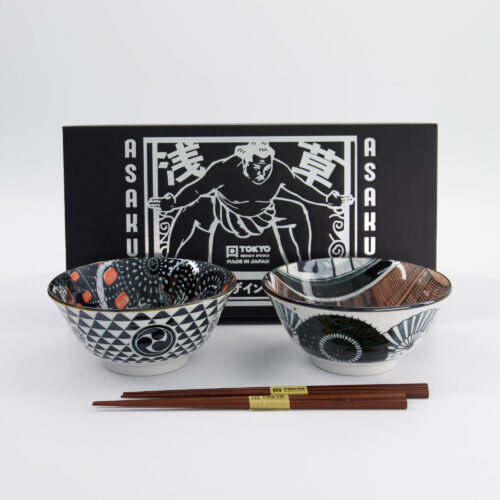 Tokyo Design Studio - Asakusa - Noodlekommen Set C (Matsuri/Geisha) - 2 Persoons - 14.8x7cm - 550ml