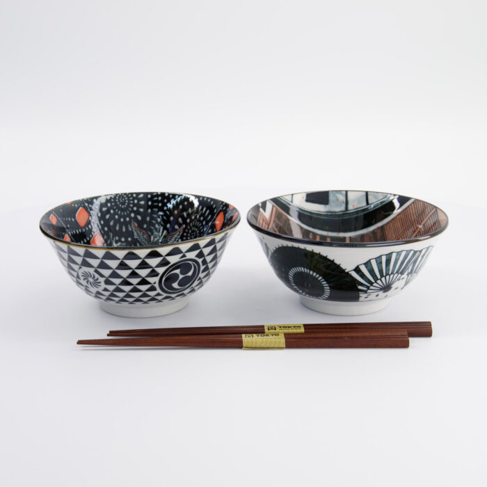 Tokyo Design Studio - Asakusa - Noodlekommen Set C (Matsuri/Geisha) - 2 Persoons - 14.8x7cm - 550ml - Afbeelding 2