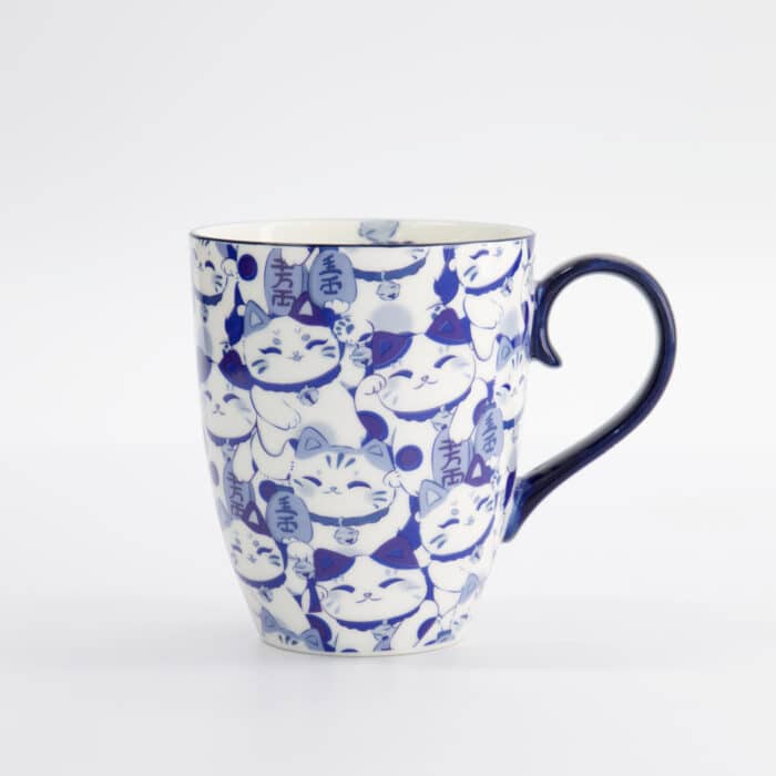 Tokyo Design Studio - Kawaii - Blauwe Maneki Mok met Geschenkdoos - 8.5x10.2cm - 340ml - Afbeelding 3