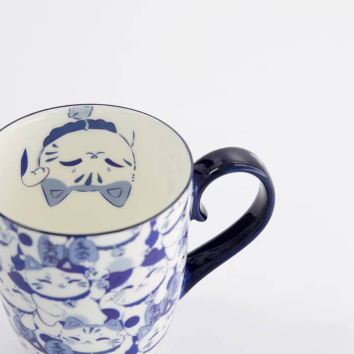 Tokyo Design Studio - Kawaii - Blauwe Maneki Mok met Geschenkdoos - 8.5x10.2cm - 340ml - Afbeelding 5