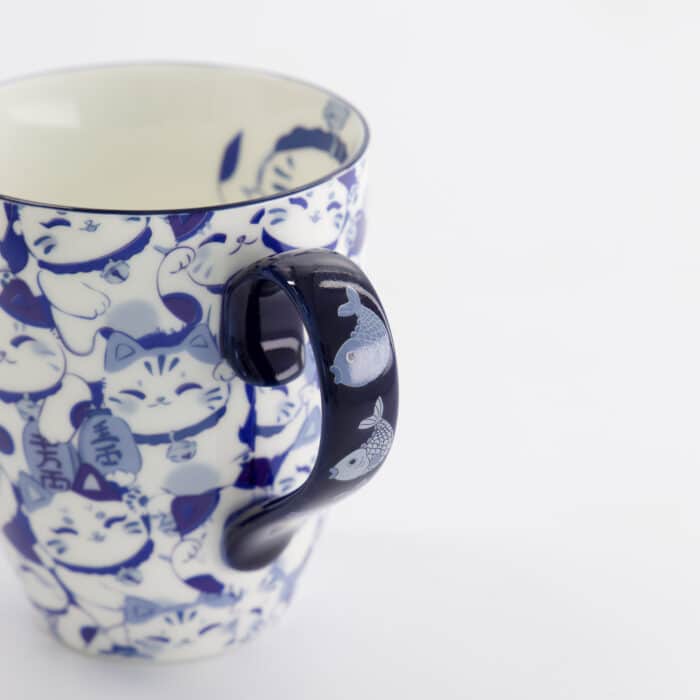Tokyo Design Studio - Kawaii - Blauwe Maneki Mok met Geschenkdoos - 8.5x10.2cm - 340ml - Afbeelding 6