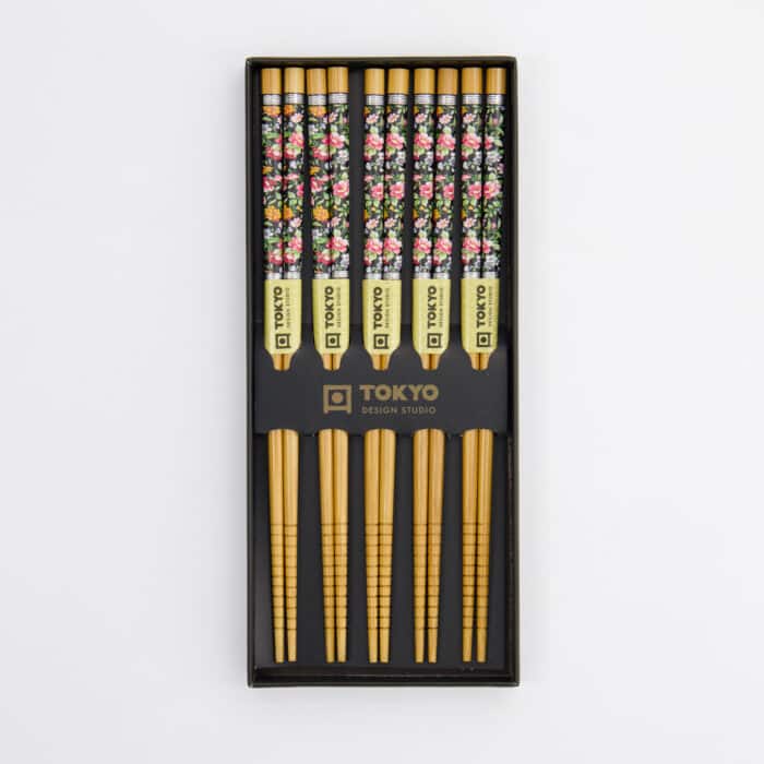 Tokyo Design Studio – Cadeauset Chopsticks – 5 paar – Bloemenmotief - Afbeelding 3