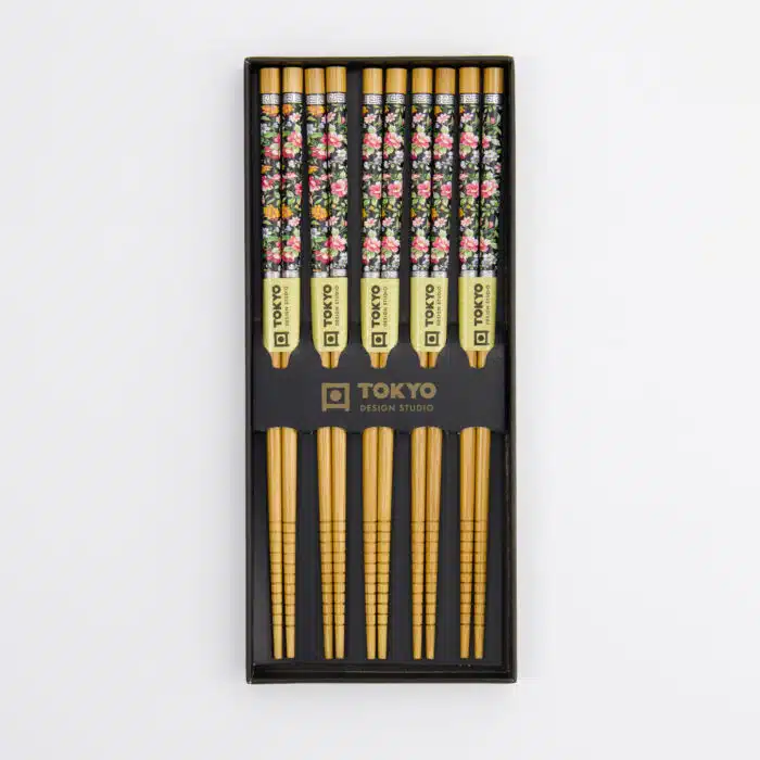 Tokyo Design Studio – Cadeauset Chopsticks – 5 paar – Bloemenmotief - Afbeelding 3