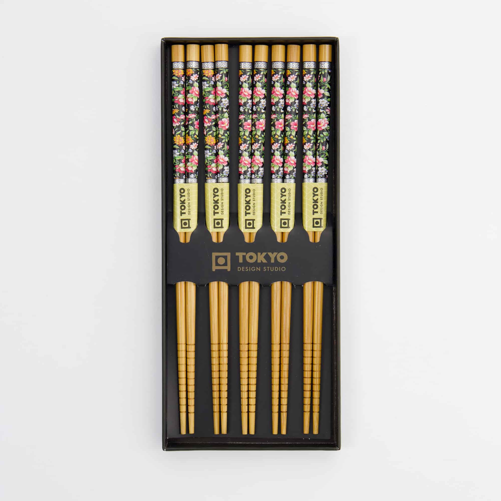 Tokyo Design Studio – Cadeauset Chopsticks – 5 paar – Bloemenmotief - Afbeelding 3