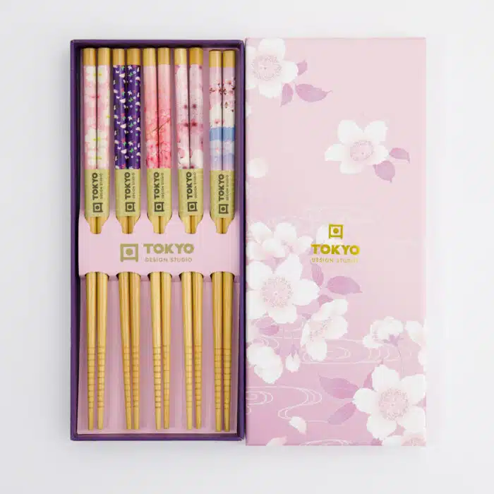 Tokyo Design Studio – Chopstick Giftset – 5 paar – Pink Sakura - Afbeelding 2