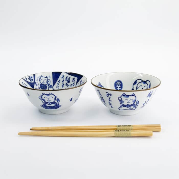 Tokyo Design Studio - Kawaii - Tayo Kom Giftset 2-delig met Chopsticks - Kat - 14.9x6.7cm - 500ml - 3e variant - Afbeelding 4