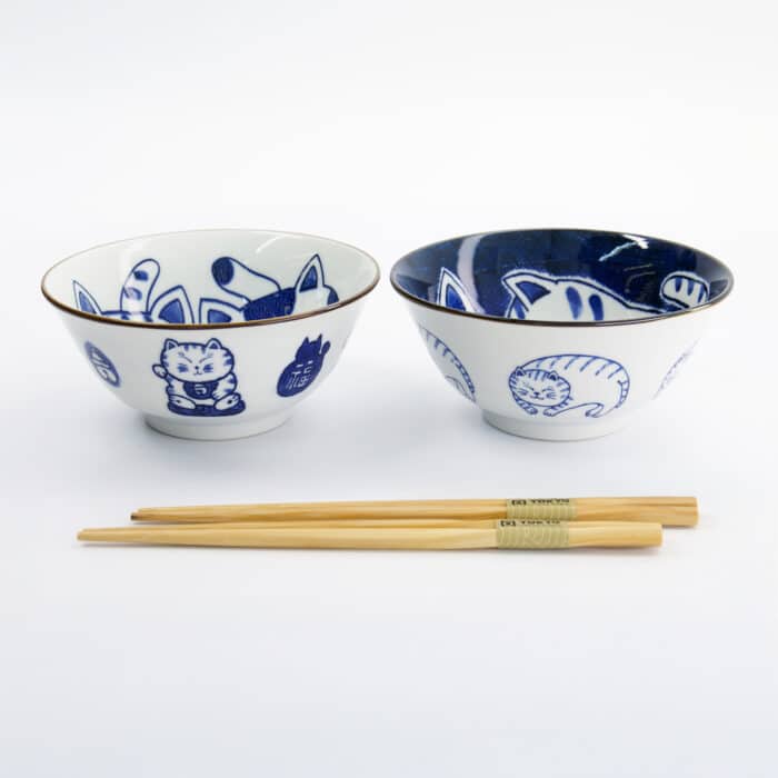 Tokyo Design Studio - Kawaii - Tayo Kom Giftset 2-delig met Chopsticks - Kat - 14.9x6.7cm - 500ml - 4e variant - Afbeelding 2