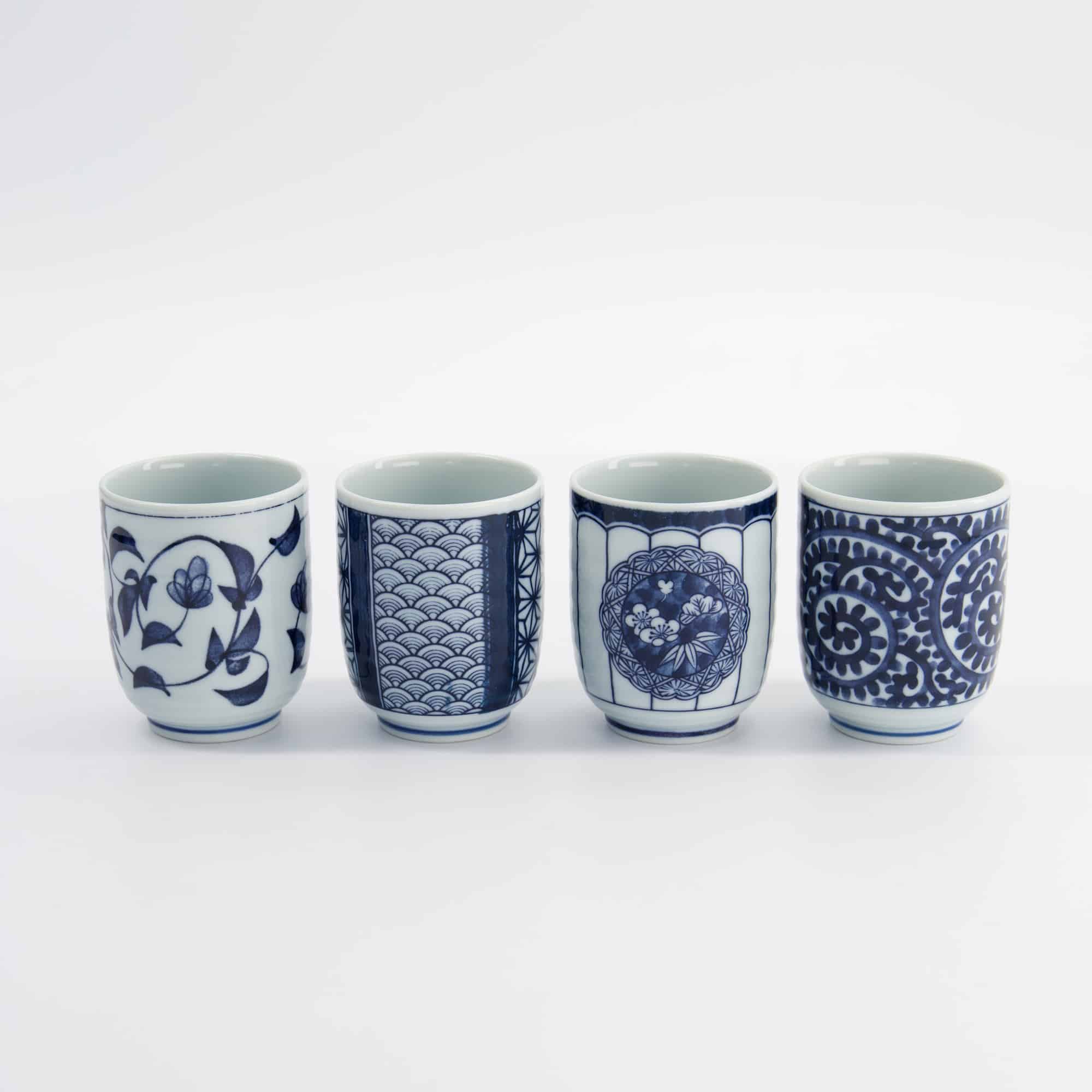 Tokyo Design Studio - Bekerset Cadeau - 4 Paar - Blauw/Wit - 160ml - 6.5x7.5cm - Afbeelding 7