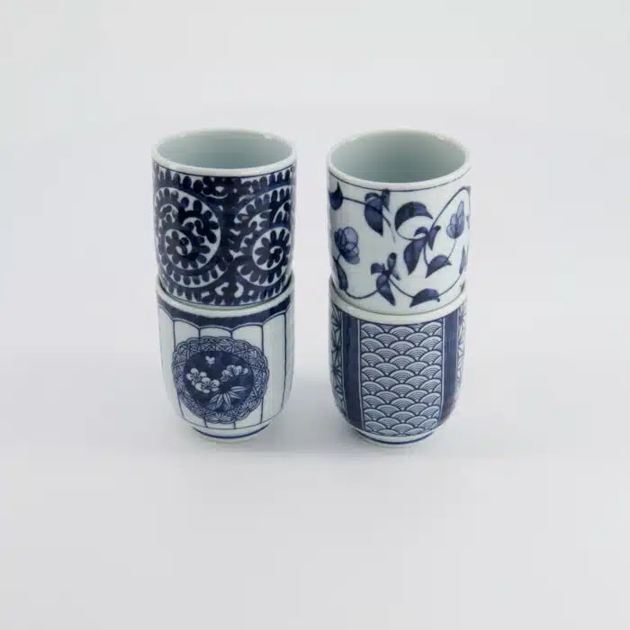 Tokyo Design Studio - Bekerset Cadeau - 4 Paar - Blauw/Wit - 160ml - 6.5x7.5cm - Afbeelding 4