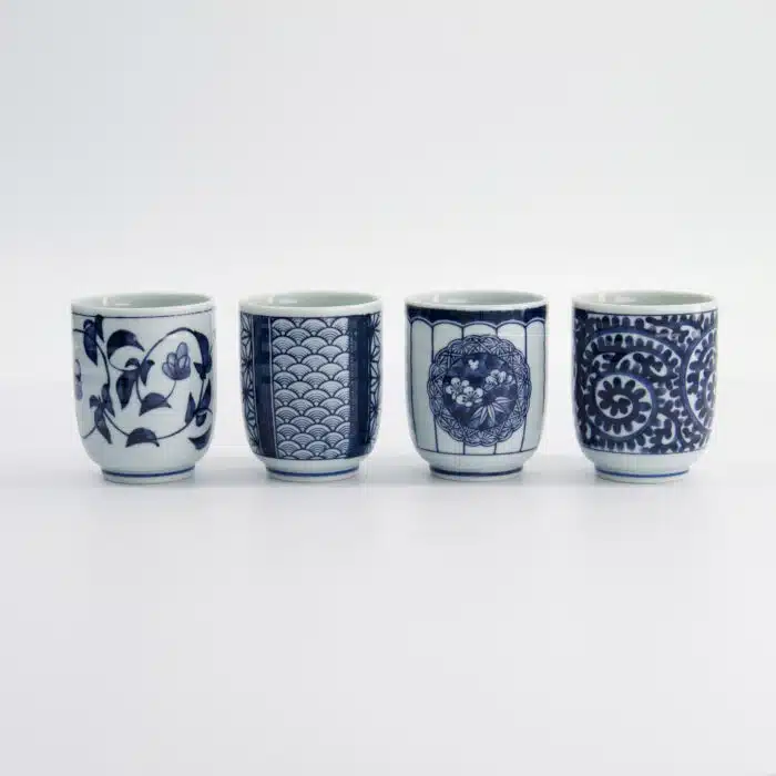 Tokyo Design Studio - Bekerset Cadeau - 4 Paar - Blauw/Wit - 160ml - 6.5x7.5cm - Afbeelding 2