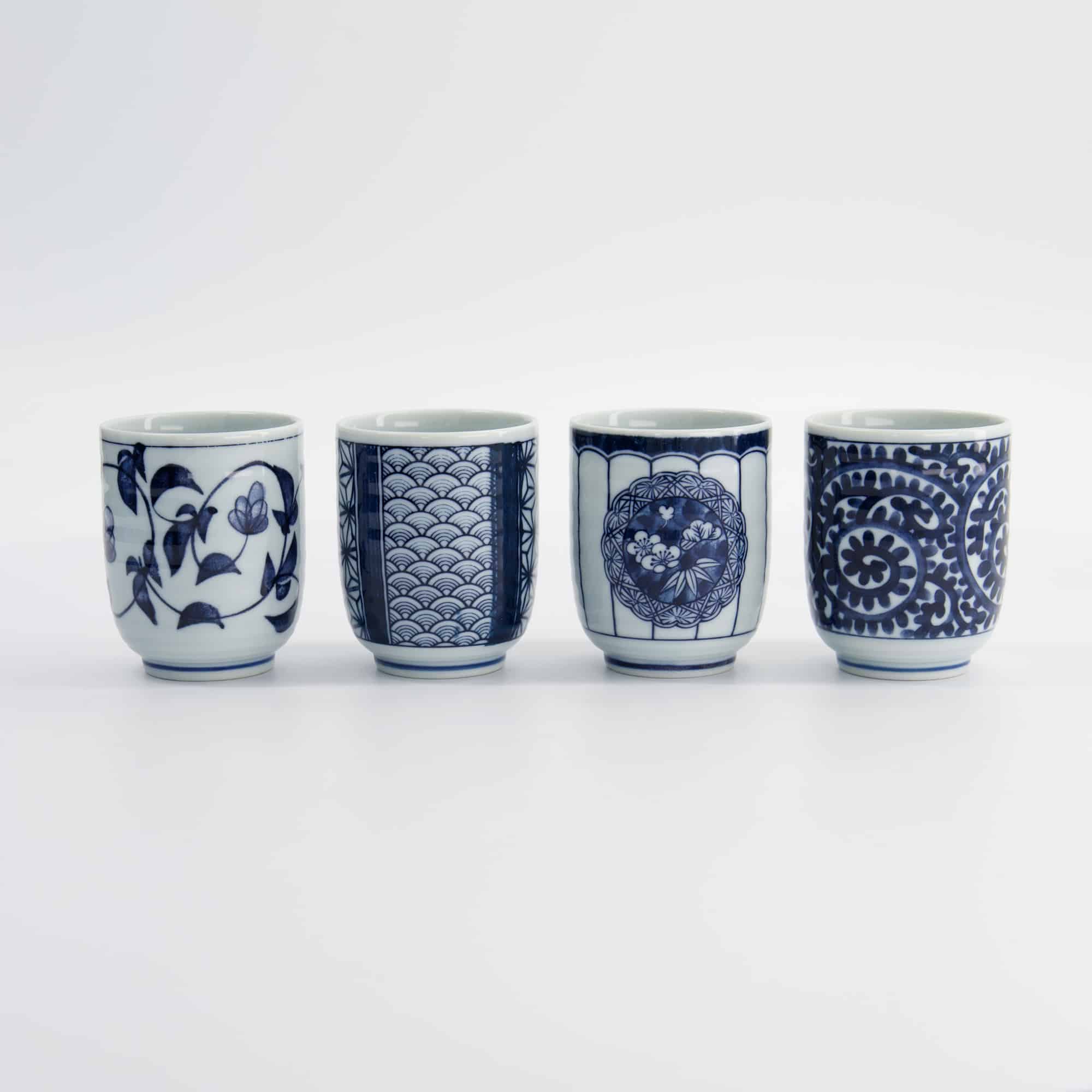 Tokyo Design Studio - Bekerset Cadeau - 4 Paar - Blauw/Wit - 160ml - 6.5x7.5cm - Afbeelding 2