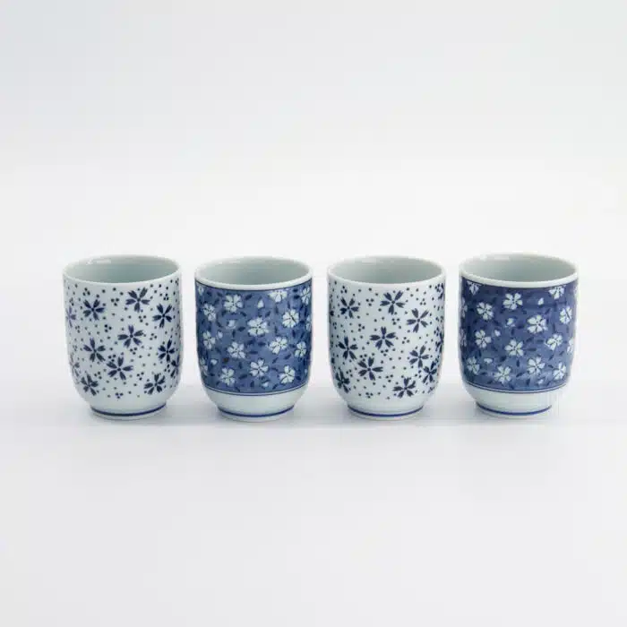 Tokyo Design Studio - Bekerset Cadeau - 4 Paar - Blauw/Wit - 160ml - 6.5x7.5cm - Afbeelding 5