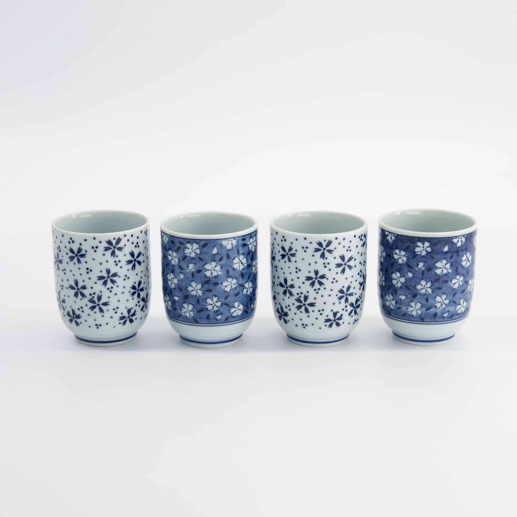 Tokyo Design Studio - Bekerset Cadeau - 4 Paar - Blauw/Wit - 160ml - 6.5x7.5cm - Afbeelding 5