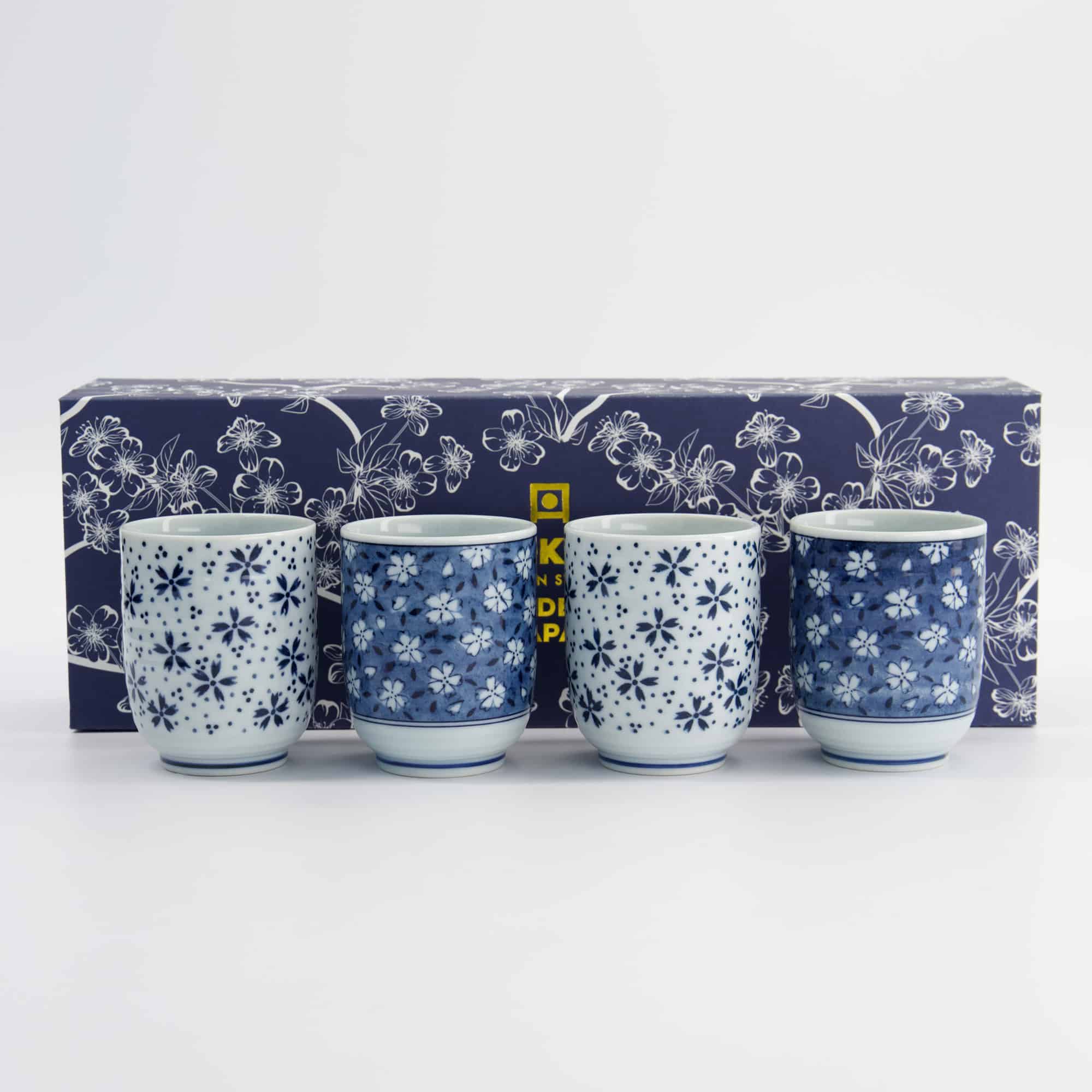 Tokyo Design Studio - Bekerset Cadeau - 4 Paar - Blauw/Wit - 160ml - 6.5x7.5cm - Afbeelding 6