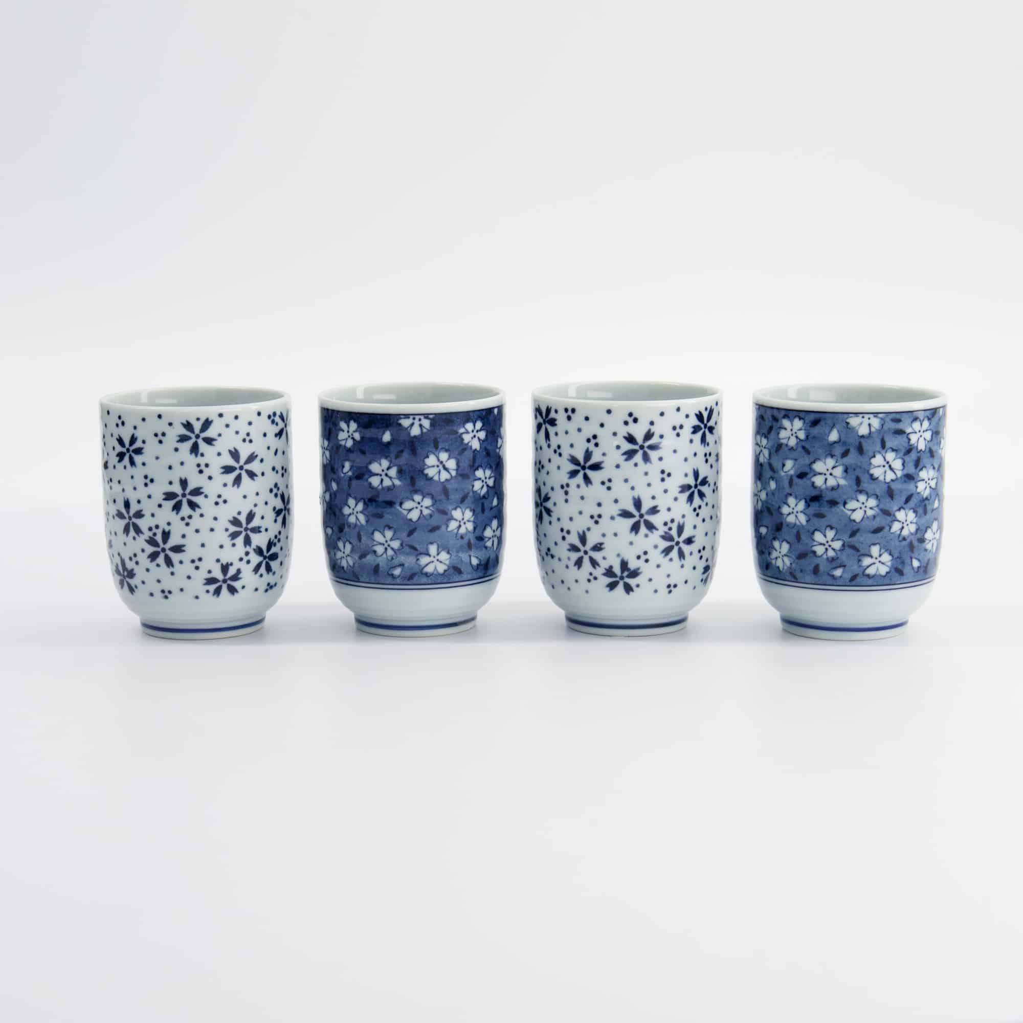 Tokyo Design Studio - Bekerset Cadeau - 4 Paar - Blauw/Wit - 160ml - 6.5x7.5cm - Afbeelding 7