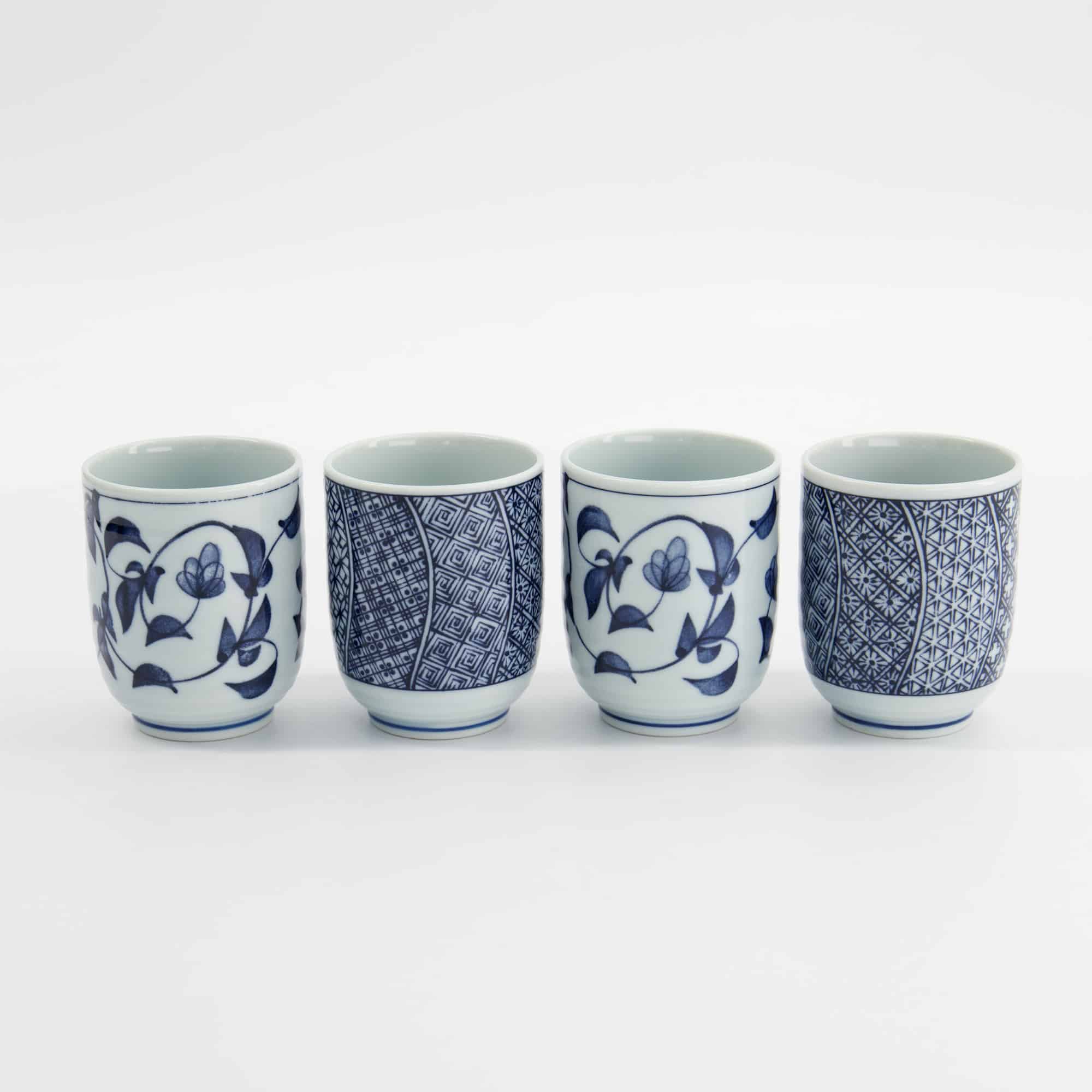 Tokyo Design Studio - Bekerset Cadeau - 4 Paar - Blauw/Wit - 160ml - 6.5x7.5cm - Afbeelding 2