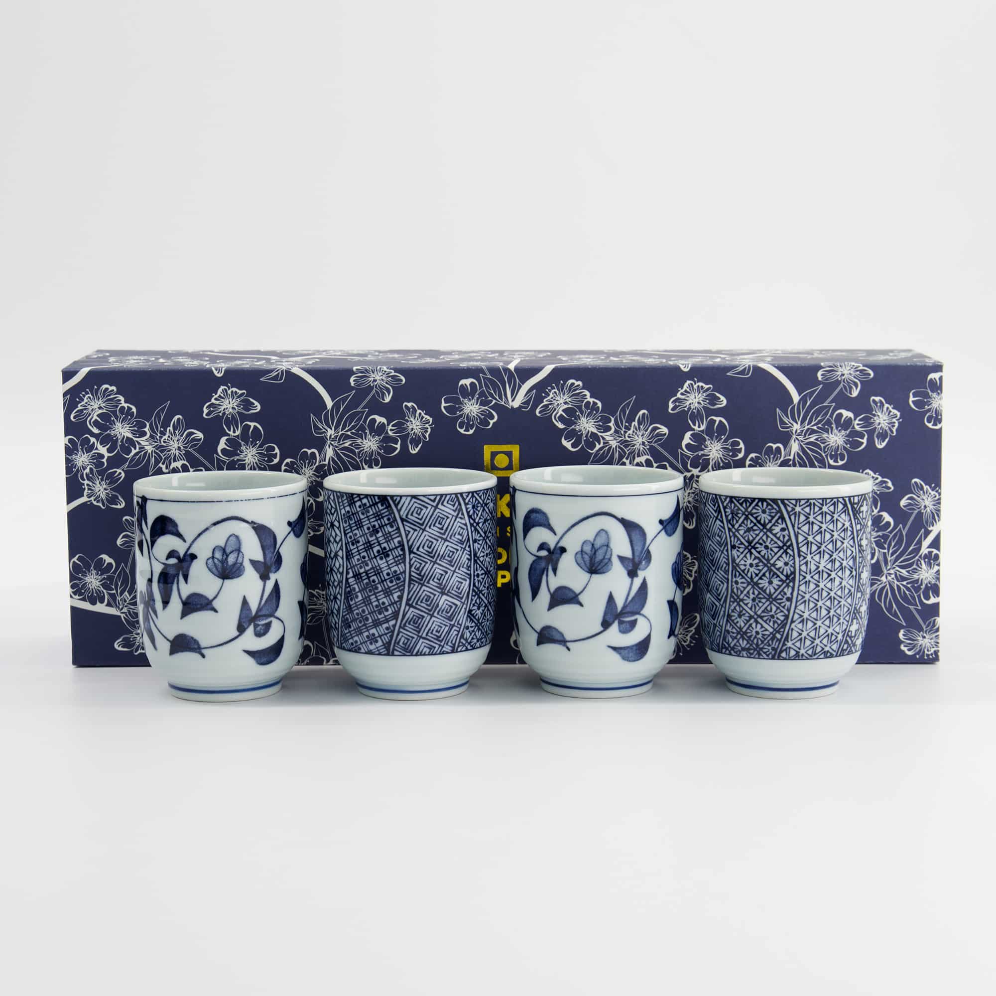 Tokyo Design Studio - Bekerset Cadeau - 4 Paar - Blauw/Wit - 160ml - 6.5x7.5cm - Afbeelding 6
