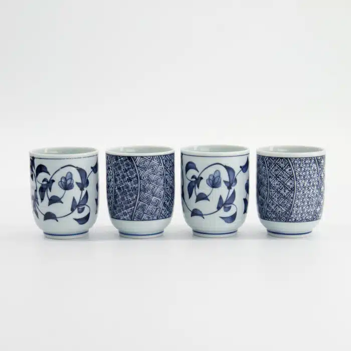 Tokyo Design Studio - Bekerset Cadeau - 4 Paar - Blauw/Wit - 160ml - 6.5x7.5cm - Afbeelding 4