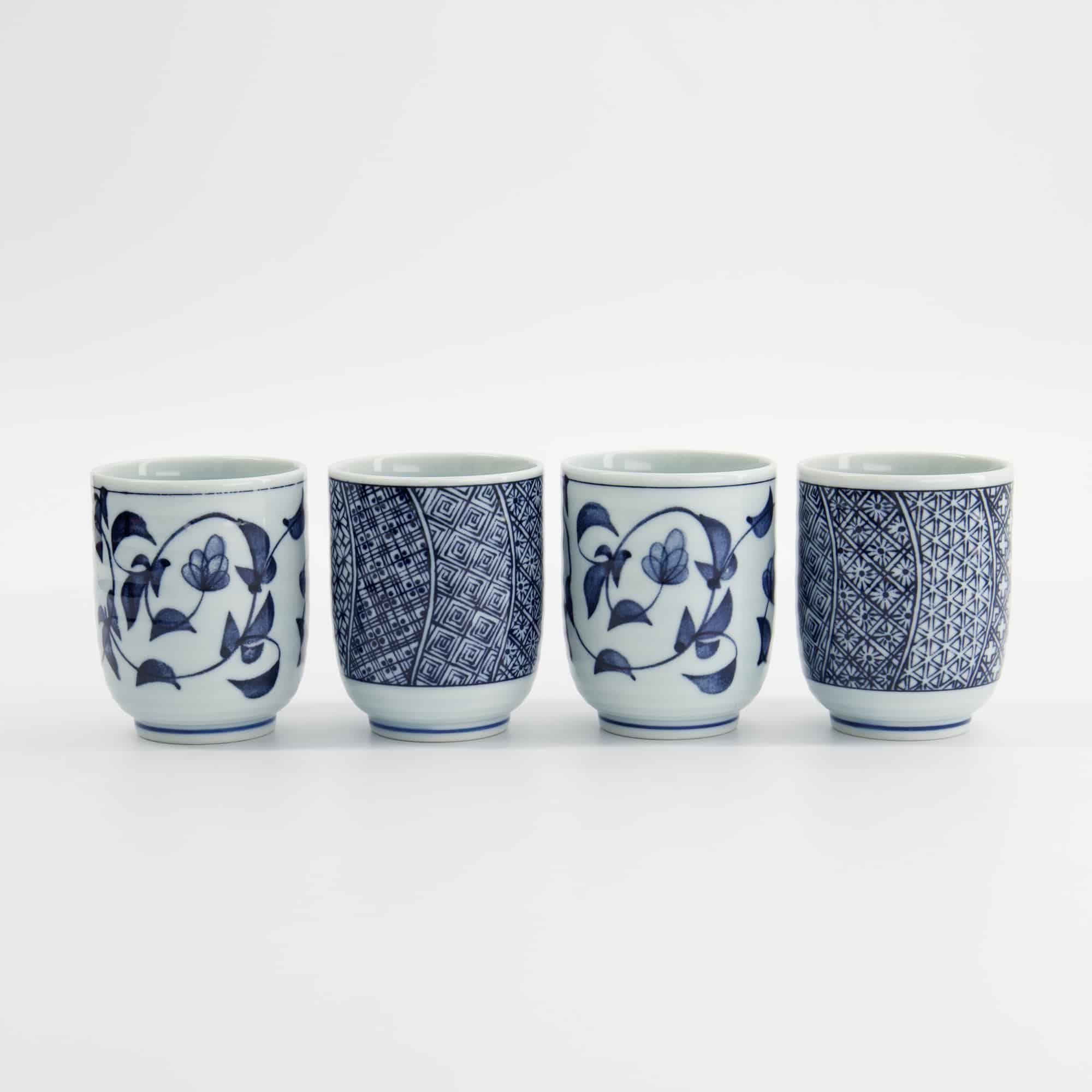 Tokyo Design Studio - Bekerset Cadeau - 4 Paar - Blauw/Wit - 160ml - 6.5x7.5cm - Afbeelding 4