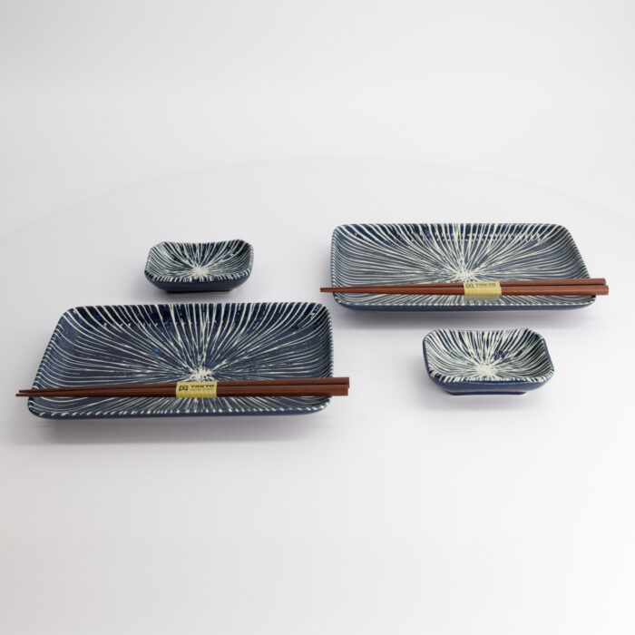 Tokyo Design Studio - Blue Tokusa - Sushi Giftset - 2 Persoons - 20,8x13,3x2,5cm & 8,8x6,3x2,5cm - Afbeelding 4